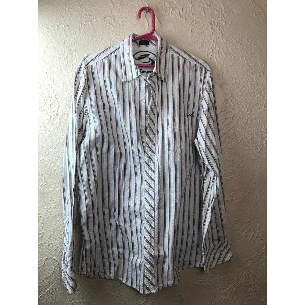 KIRRA Mens Long Sleeve Button-Down Striped‎ 100% Cotton Shirt Size Large